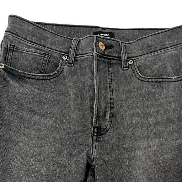 Express skinny back distressed jeans 4 tall long mid rise ankle length - Picture 4 of 10